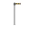 Montour Line Retractable Belt Fixed Stanchion, 2ft Pol.Steel Post  9ft. Blk/Ye Belt MX530F-PS-BYD-90